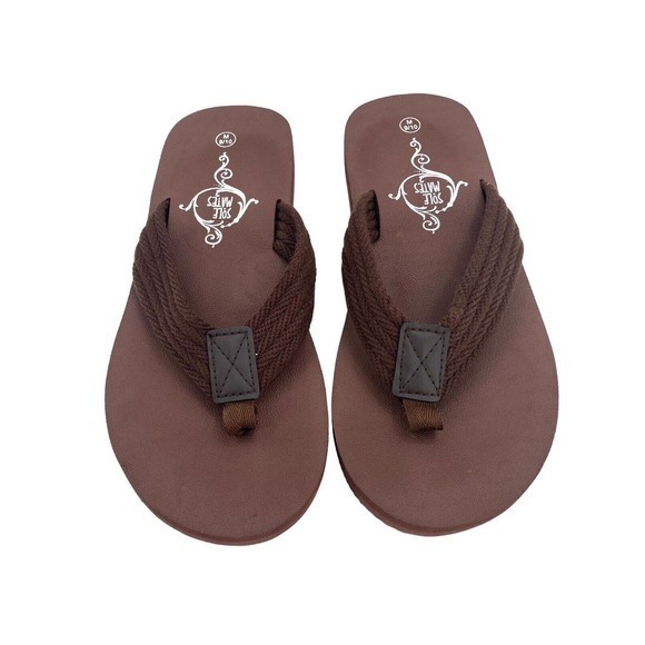 NEW Sole Mates‎ Men’s Flip Flops Sandals NEW Brown Size 9/10 - Picture 2 of 10